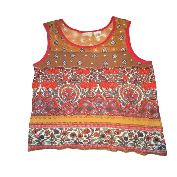 White Stag vintage Tan Graphic Crop Tank Top - Picture 1 of 5